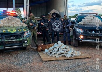 Gefron, Bope e PF apreendem 220 tabletes de cocaína escondidos em caminhão com carga de carne