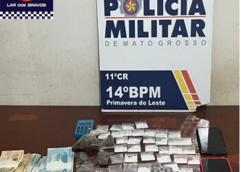 PM apreende quase R$ 2 mil e prende trio por tráfico de entorpecentes em Primavera do Leste