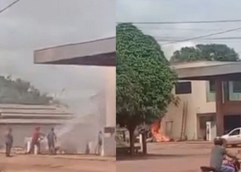 Homem tem 100% do corpo queimado após explosão em posto de combustível em MT