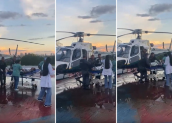 Sargento que ameaçou a esposa e levou tiro da PM foi resgatado de helicóptero; veja vídeo