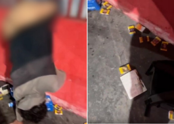 Bandido tenta roubar distribuidora e acaba preso em grade no CPA III