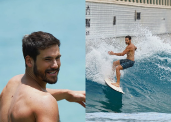 Nicolas Prattes mostra talento no surfe e ganha elogio de Sabrina