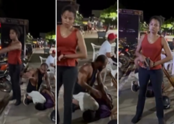 Homem causa confusão em bar e acaba imobilizado e preso por policiais à paisana