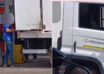 Vídeo mostra caminhão da Prefeitura de Várzea Grande sendo carregado com caixas de cerveja