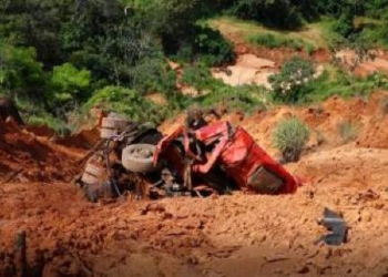 Motorista bate caminhão, cai em ribanceira e morre