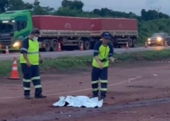 Idoso para caminhonete em acostamento, é atropelado por carreta e morre