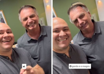 Bolsonaro encontra Abilio e brinca: "O gordo e o magro"