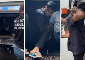 Vídeo mostra assassino de ex-namorada chegando em delegacia de Cuiabá