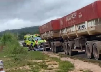 Motociclista bate em carreta estacionada e morre