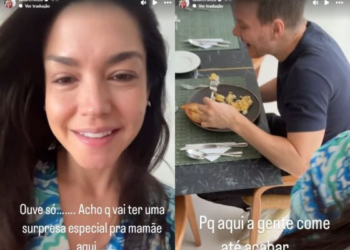Thais Fersoza se surpreende com festa preparada por Teló e filhos