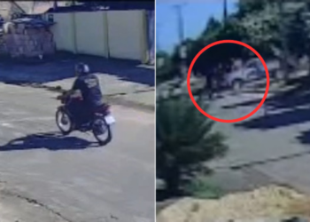 Vídeo mostra momento em que motociclista é atingido por caminhonete em cruzamento