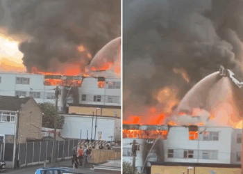 É #FAKE que vídeo de prédio em chamas mostre Tel Aviv após ataque de mísseis do Irã; registro é de incêndio na Inglaterra