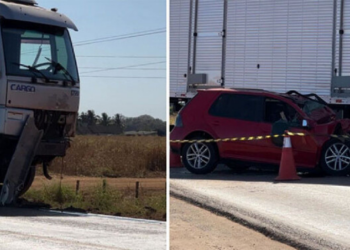 Vítima de acidente entre caminhão e Golf na BR-163 é identificada