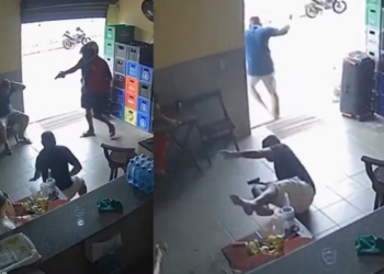 Policial reage e mata assaltante em bar; veja vídeo