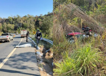 Motociclista morre e garupa fica ferido após moto derrapar em curva