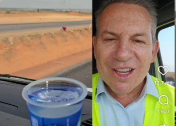 Mauro roda com copo d'água no painel; padrão EUA