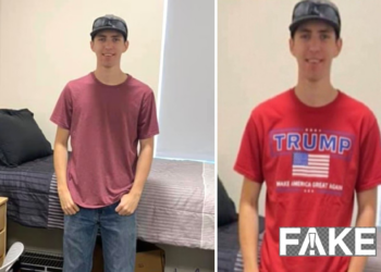 É #FAKE foto que mostra Tyler Robinson, acusado pela morte de Charlie Kirk, usando camiseta com nome de Trump e inscrição 'Maga'