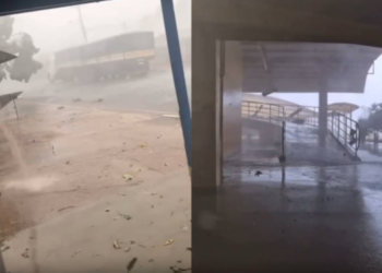 Vendaval arranca telhas de casas e deixa população sem energia elétrica em Alto Garças