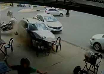 Motorista passa mal, perde controle da direção e "invade" restaurante em Cuiabá; veja vídeo