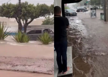 Forte chuva deixa ruas alagadas e causa transtornos em Sinop