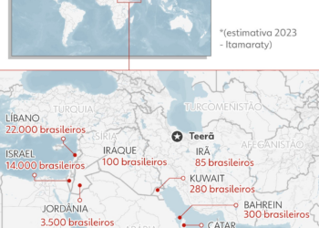 MAPA mostra onde vivem mais de 52 mil brasileiros em países envolvidos na escalada entre EUA, Israel e Irã