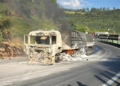 Incêndio destrói carreta com bicarbonato e atinge vegetação em Mauá da Serra