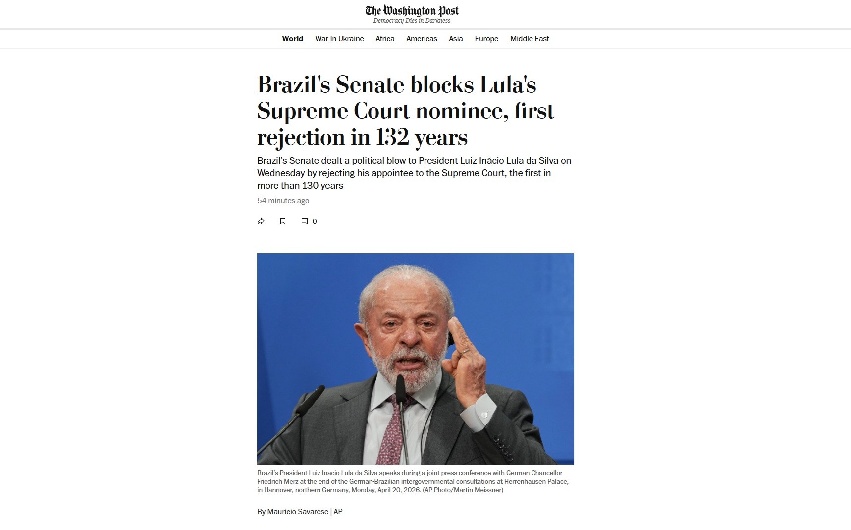 'Derrota histórica', 'duro revés': como a imprensa internacional noticiou a rejeição de Jorge Messias ao STF