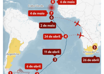 Surto de hantavírus: MAPA mostra rota de cruzeiro e cronologia da crise sanitária
