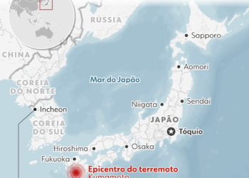 MAPA mostra epicentro do terremoto de magnitude 7,1 no Japão