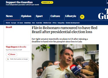 Imprensa internacional repercute fuga de Flávio Bolsonaro após derrota eleitoral e retomada de investigações