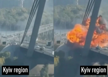 VÍDEO: drone russo atinge ponte movimentada em Kiev; 2 ficam feridos